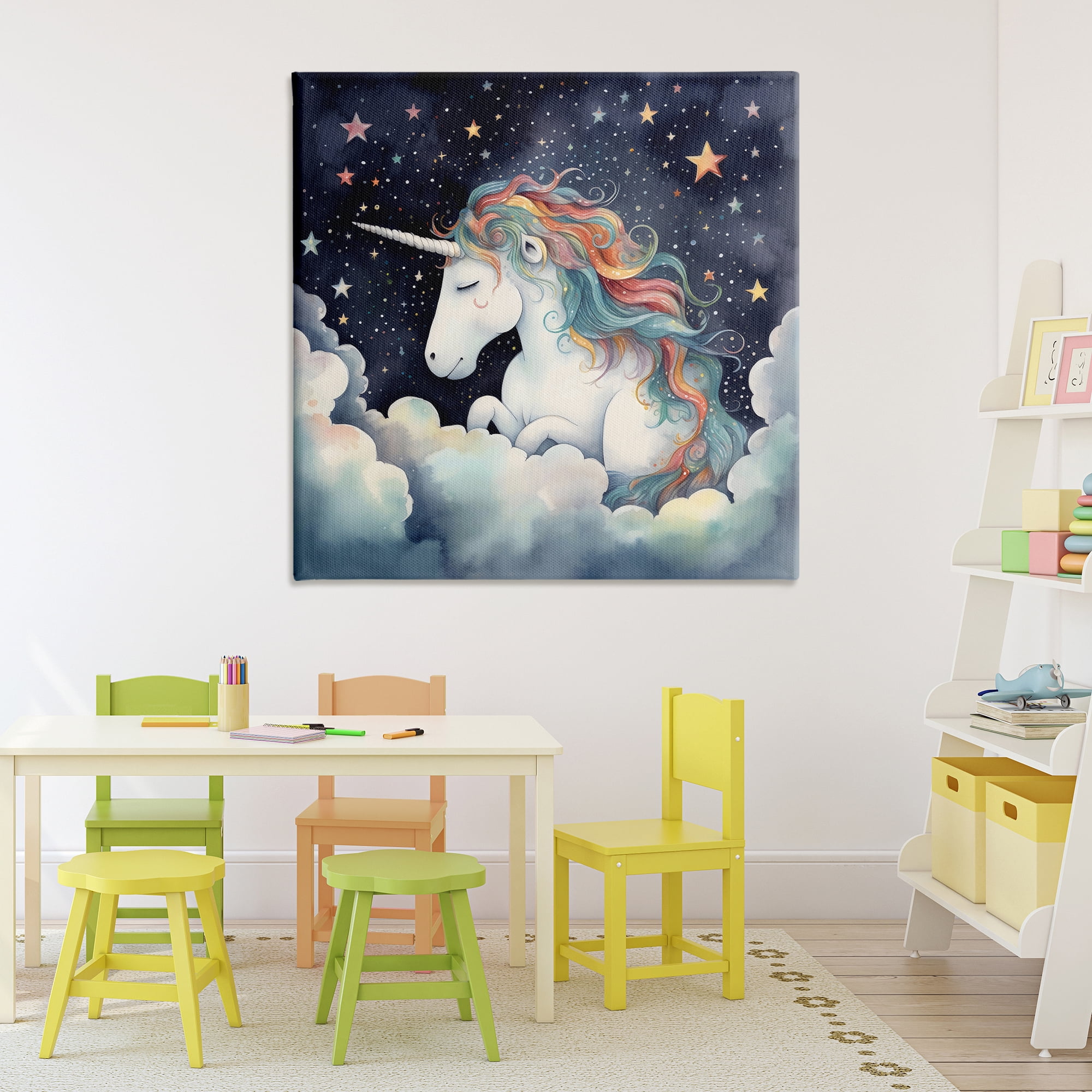 Stupell Industries Sleepy Unicorn in Starlit Clouds Canvas Wall Art, design by Creative Studio