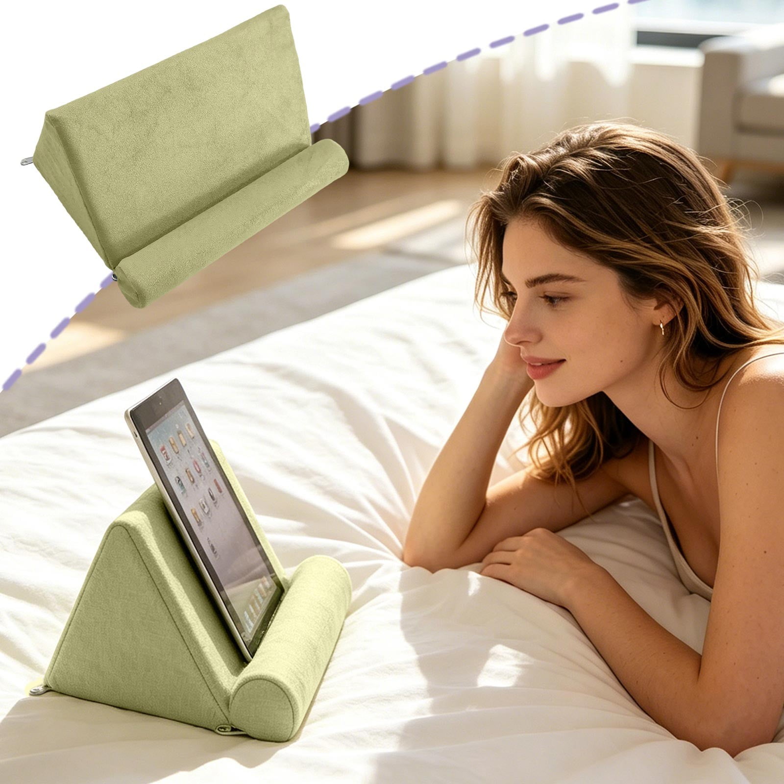 Tablet Pillow Stand Soft Lap Holder, Cotton Construction, Cushioned Tablet Rest For Bed Sofa, Desk Accessory