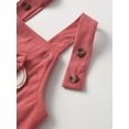 thumbnail image 7 of Infant Baby Girl Clothes Print Romper + Bear Style Suspender Pants + Headband Outfit Set Pink 0-3 Months, 7 of 7