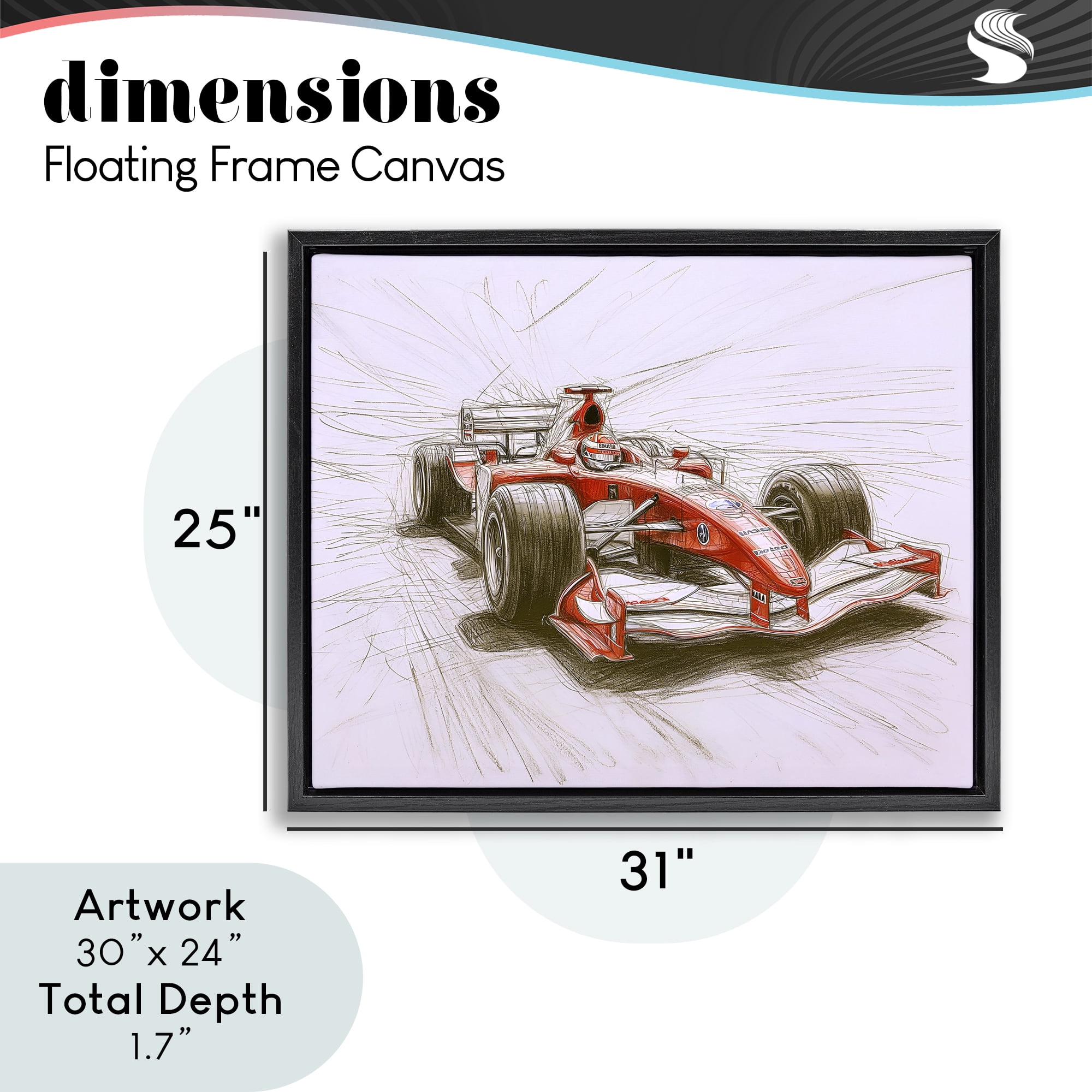 Stupell Industries Sketched Race Car Concept Black Framed Floater Canvas Wall Art, design by Steve Hunziker