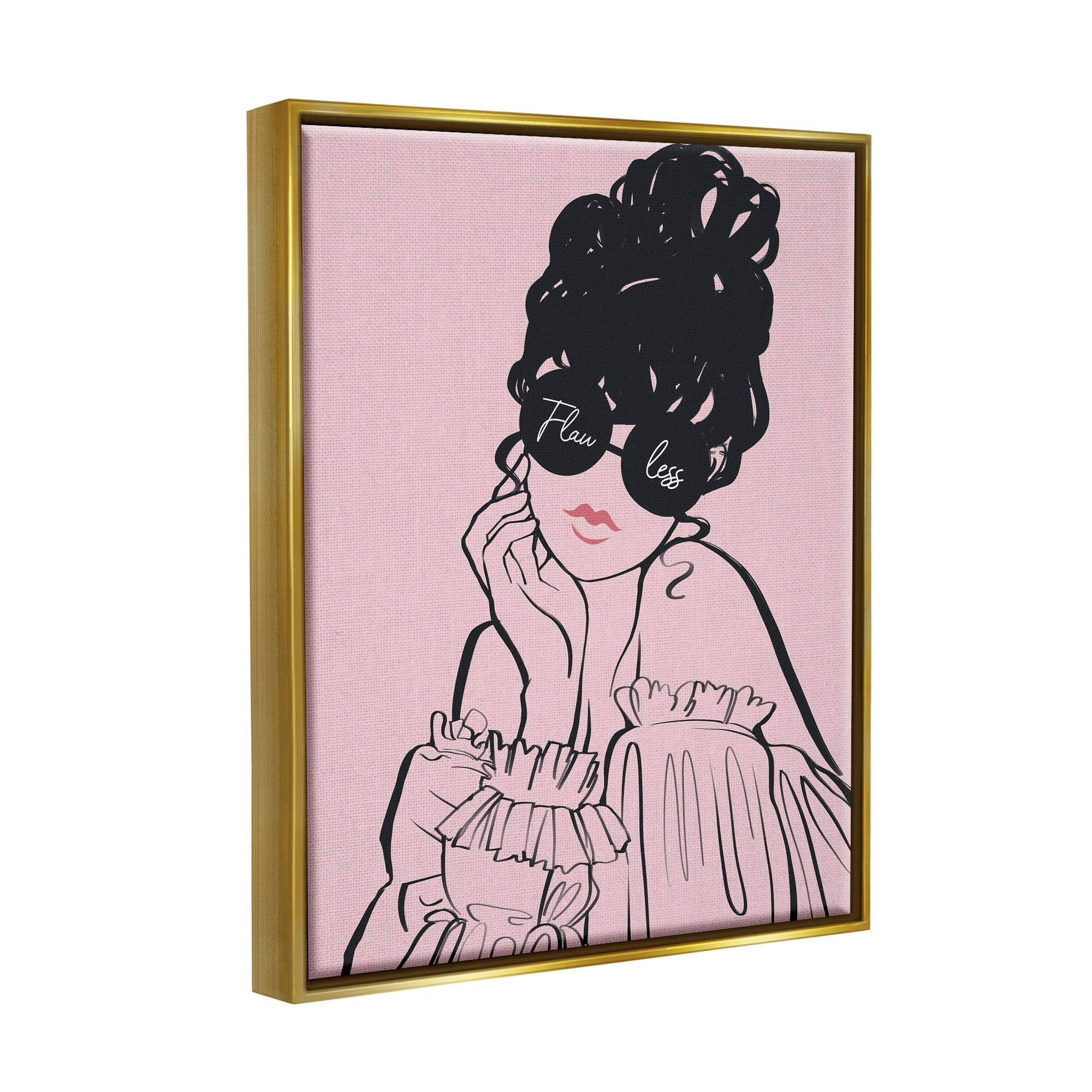 Stupell Industries Flawless Text Bold Pink Glam Fashion Woman Graphic Art Metallic Gold Floating Framed Canvas Print Wall Art, Design by Ziwei Li