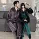 thumbnail image 4 of Pijamas de pareja de manga larga de otoño e invierno, pijamas de mujer de color sólido de terciopelo dorado de talla grande, conjunto de ropa sencilla para el hogar, 4 of 6