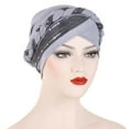 thumbnail image 4 of UJNDER Ethnic Bohemian Floral Headband Hair Cover Wrap Turban Cap Pleated Hat for Versatile Everyday Use G, 4 of 4