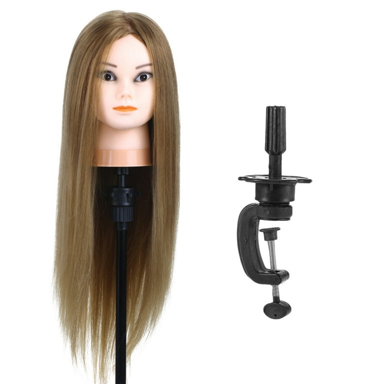 Mannequin Head With Hair Female Cosmetology Manikin Head Stand Dummy Doll  Wig