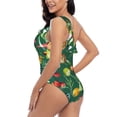 thumbnail image 4 of Picia Vegan Pattern Women's One Piece Swimsuits,One Shoulder Swimwear Asymmetric ,Ruffle Monokinis Bathing Suits,High Waisted Flattering Bathing Suits-Medium, 4 of 8