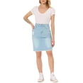 thumbnail image 2 of Unique Bargains Women's Basic Distressed High Waist Ripped Hem Washed Denim Skirt, Light Blue, XS, 2 of 7