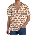 thumbnail image 7 of Lsque Cute Heart Fox Cartoon print Men's Cuban Collar Short Sleeve Shirt Summer Beachwear Casual Button Down Fashionable Vacation Leisure Shirt-Large, 7 of 7
