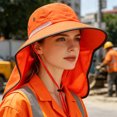 thumbnail image 6 of High Visibility Reflective Sun Hat with Neck Flap Wide Brim Work Safety Boonie Hats Adjustable Bucket Cap for Men Women, 6 of 6