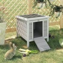 Resenkos Rabbit Hutch, Duck Cage Hutch,Rabbit Coop, Small Wooden Rabbit Hutch Bunny Cage Guinea Pig Cage Duck House Dog House, Gray
