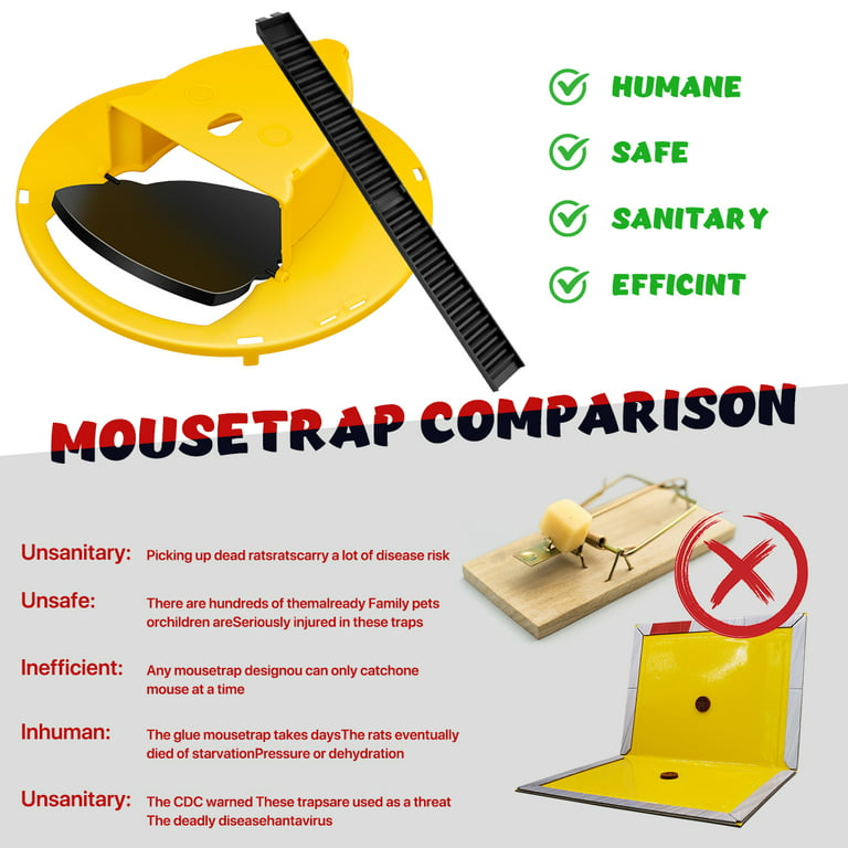 2 Pack Mouse Trap Bucket,Flip and Slide Bucket Lid Mouse Trap, Auto Reset  Mice Chipmunk Traps for House Indoor Sanitary Mouse Traps Indoor