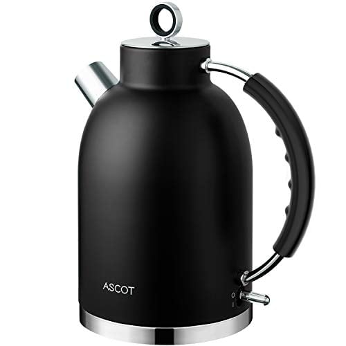 ASCOT Stainless Steel Electric Tea Kettle, 1.7QT, 1500W, BPA-Free,  Cordless, Automatic Shutoff, Fast Boiling Water Heater - Black | Walmart  Canada