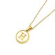 thumbnail image 1 of Collar de acero inoxidable con letras en forma de concha de color dorado redondo para mujer, colgante de acero de titanio de estilo europeo y americano con 26 letras en inglés, 1 of 6