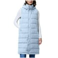 thumbnail image 4 of Cutuoiiu Women's Casual Winter Long Puffer Coats Stand Collar Sleeveless Hooded Zip up Coat with Pockets Gifts, 4 of 8
