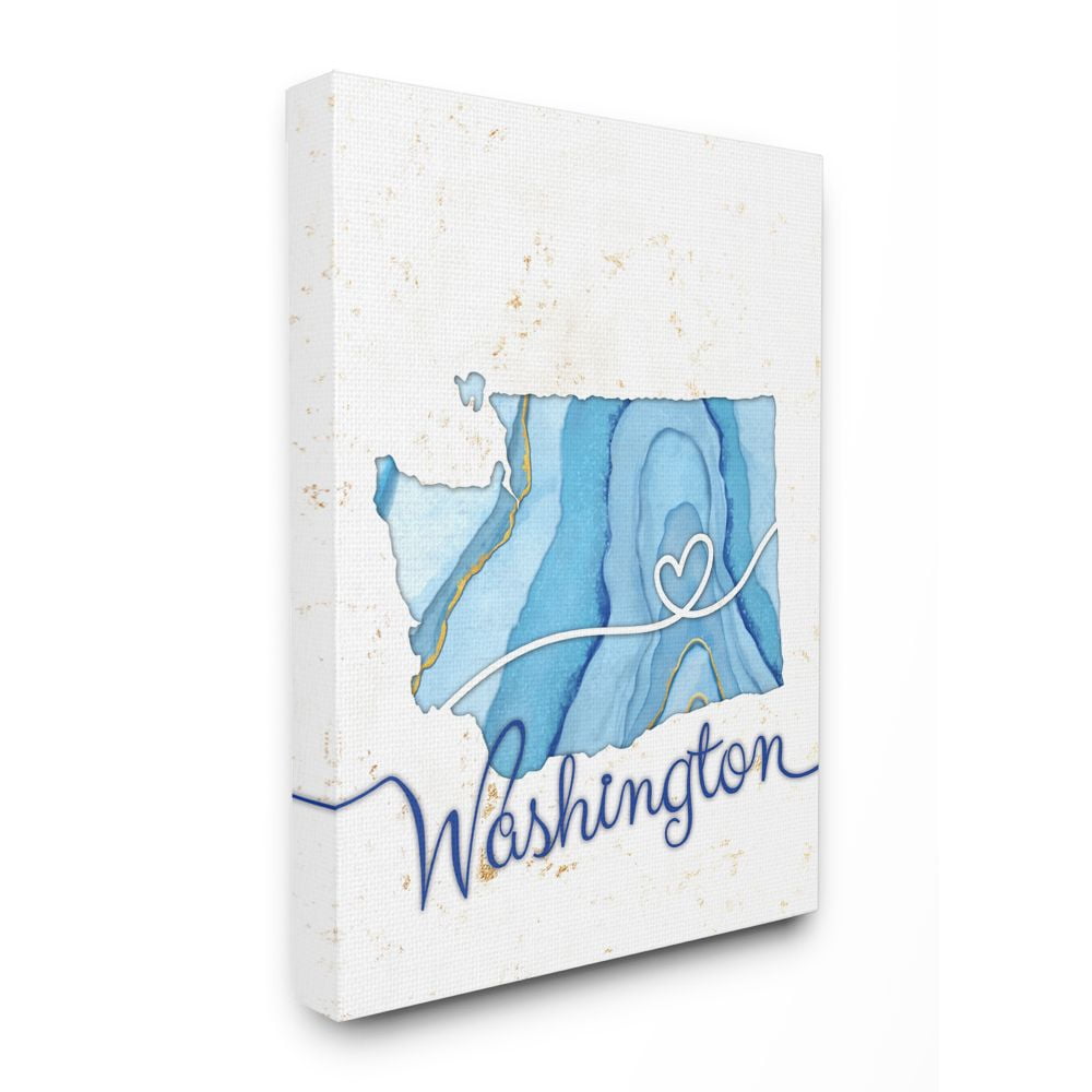 Stupell Industries Washington Agate Blue US State Design Canvas Wall Art by Ziwei Li