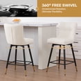 thumbnail image 2 of 26"Bar Stools Set of 3, 360°Swivel Counter Height Bar Stools Faux Leather Upholstered Barstools with Back & Metal Legs Bread grid Counter Height Barstools for Bar Kitchen Dining Room White, 2 of 13