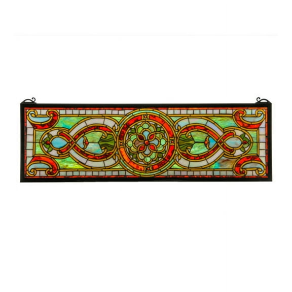 Meyda Tiffany 77908  Evelyn In Topaz Transom Stained Glass Window in Solid Brass finish