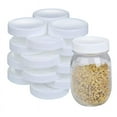 thumbnail image 4 of 10Pcs Plastic Storage Caps Lids Ribbed for 70mm Standard Regular Mouth Jar Bottle,10 x Jar Lids,White, 4 of 10