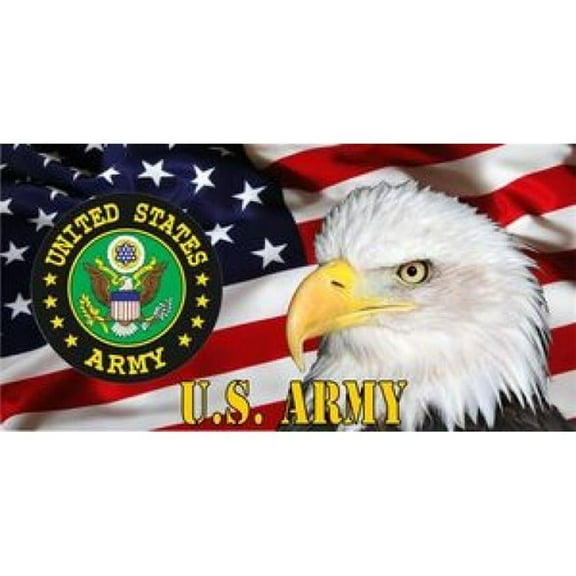 212 Main LPO3277 6 x 12 in. U.S. Army Emblem Eagle & Flag Photo License Plate