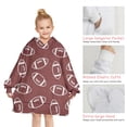 thumbnail image 6 of Maroon Footballs Pattern Blanket Hoodies for Kids 6-13YR Oversize Wearable Blanket Hoodies for Boys Girls Teens, 6 of 7