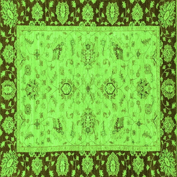 Ahgly Company Indoor Square Abstract Green Modern Area Rugs, 5' Square