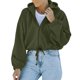 thumbnail image 3 of Sudadera Con Capucha Suelta Para Mujer, Fibra De Poliéster De Color Liso Cómoda Dobladillo Suelto Cordón Sudadera Con Capucha Y Cremallera Para Mujer Manga Caída Del Hombro ANGGREK No, 3 of 5