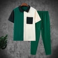 thumbnail image 4 of MHOSTAFH Men 2 Piece Summer Sets Short Sleeve Button Down Shirt and Long Pant Set Spring Casual Tracksuit for Men, 4 of 9