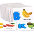 thumbnail image 3 of Wooden ABC Alphabet Learning Letter Cards Fruit Vegetable Cognitive Early Educational Toys, 3 of 8