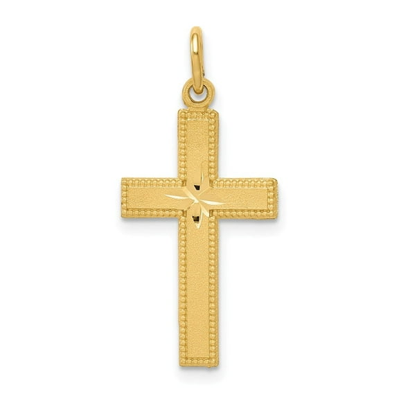 Finest Gold 10K Diamond-cut Cross Pendant