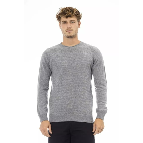 Alpha Studio Gray Viscose Men Sweater