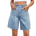 thumbnail image 2 of Jean Shorts for Women High Waisted Wide Leg Stretchy Denim Jorts Casual Summer Fashion Pants with Pockets, 2 of 8