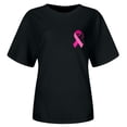 thumbnail image 4 of Yuncity Womens Shirts Awareness Month Graphic Tee Cancer Awareness Casual Crew Neck Pink Ribbon Print Top For Women Soft Blend T-Shirts Size L Black, 4 of 5