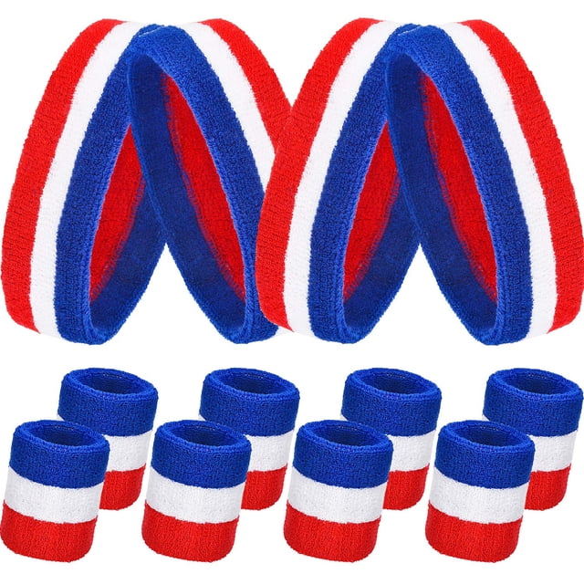 Set de bandas para el sudor Bememo, algodón a rayas, estilo bandera estadounidense
