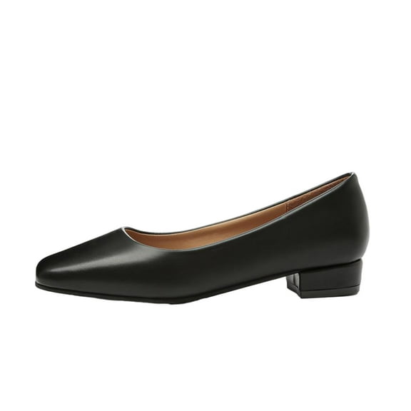 Tuphregyow Women's Casual Leather Shoes Round Toe, Flat Heel, Slip On Style, Ideal for Outdoor, Office, and Dressy Occasions, Lightweight and Comfortable, Great Gift Idea Black 36
