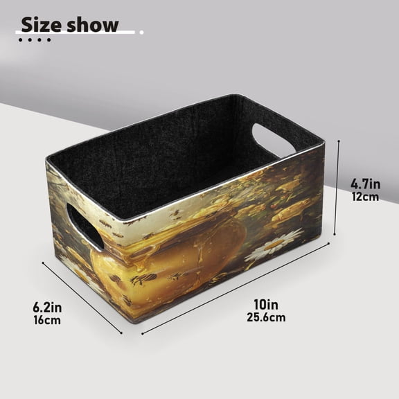BZSMCE Shelf Baskets Bee Take Honey Pattern Storage Cube Bins 10.1*6.3*4.7in Set of 2