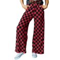 thumbnail image 1 of Pantalones Acelit a cuadros casuales para mujer, primavera verano, rojo, 1 of 5
