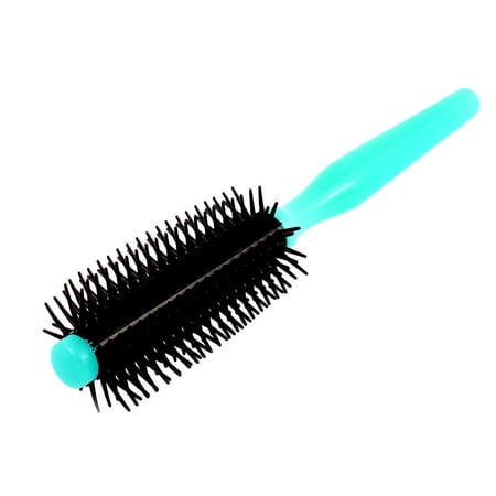 Teal Green Plastic Handle Flexible Teeth Curly Hair Care Roll Comb