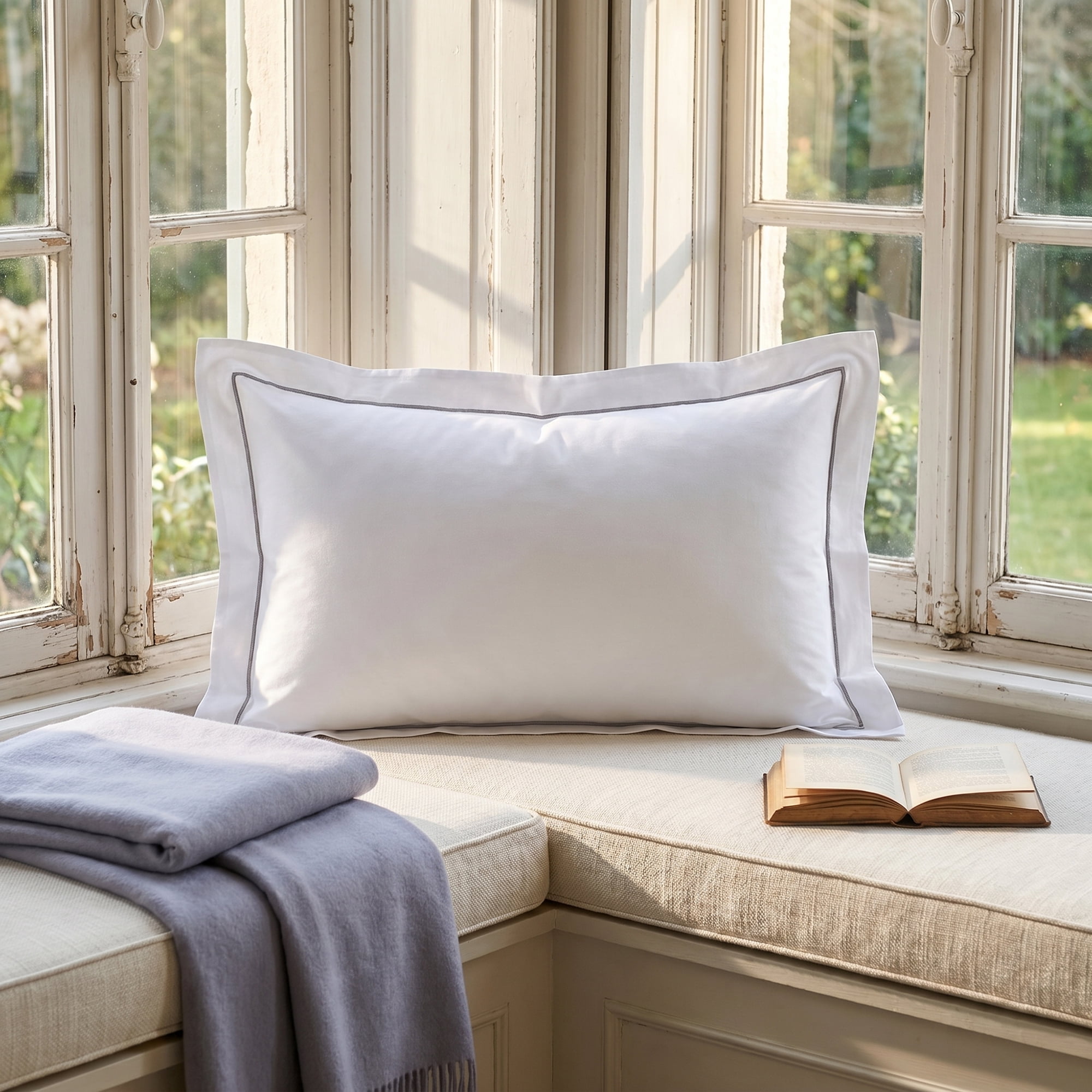 Unique Bargains 2 Pack Cotton Pillowcase Cooling Envelope Closure Bedding Queen Light gray