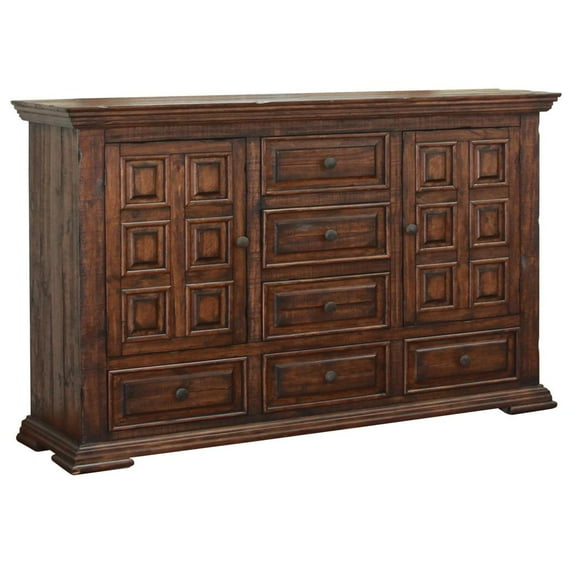 HomeRoots 50" Chocolate Solid Wood Six Drawer Triple Dresser