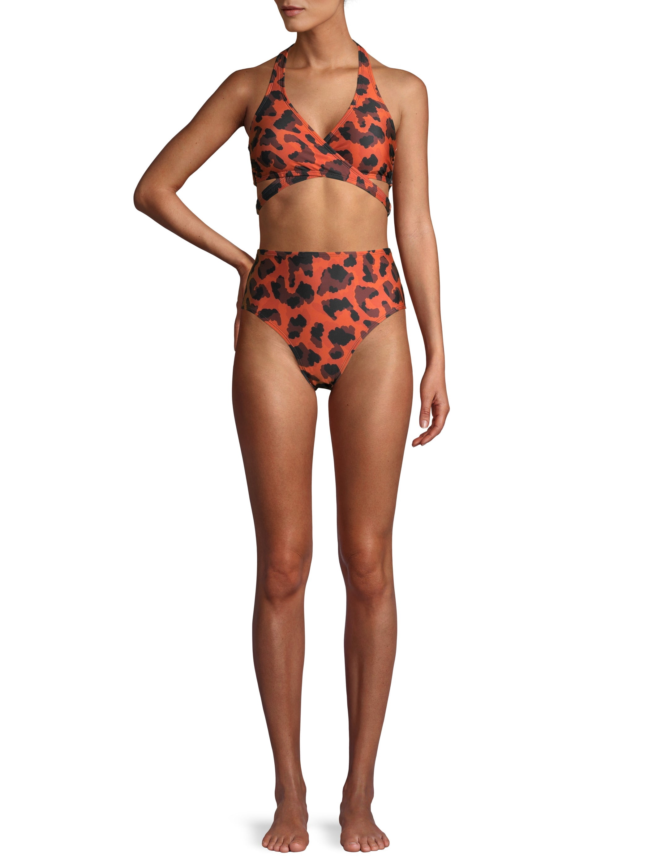 Social Angel Women's Leopard High Waist Bikini Swimsuit Bottom