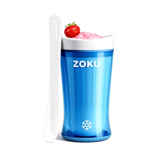 ZOKU Jumbo Slush and Shake Maker, taza compacta para hacer y servir con núcleo congelador crea batidos, granizados y batidos de una sola porción en minutos, sin BPA, azul brillante