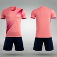 thumbnail image 4 of RKSTN Soccer Maillot Enfants Manches Courtes Col Rond Chandail de Soccer avec Shorts Ensemble Uniforme d'Entraînement 2 Pcs Ensemble de Maillot de Soccer (Rose, 3TP) Unisexe, 4 of 6