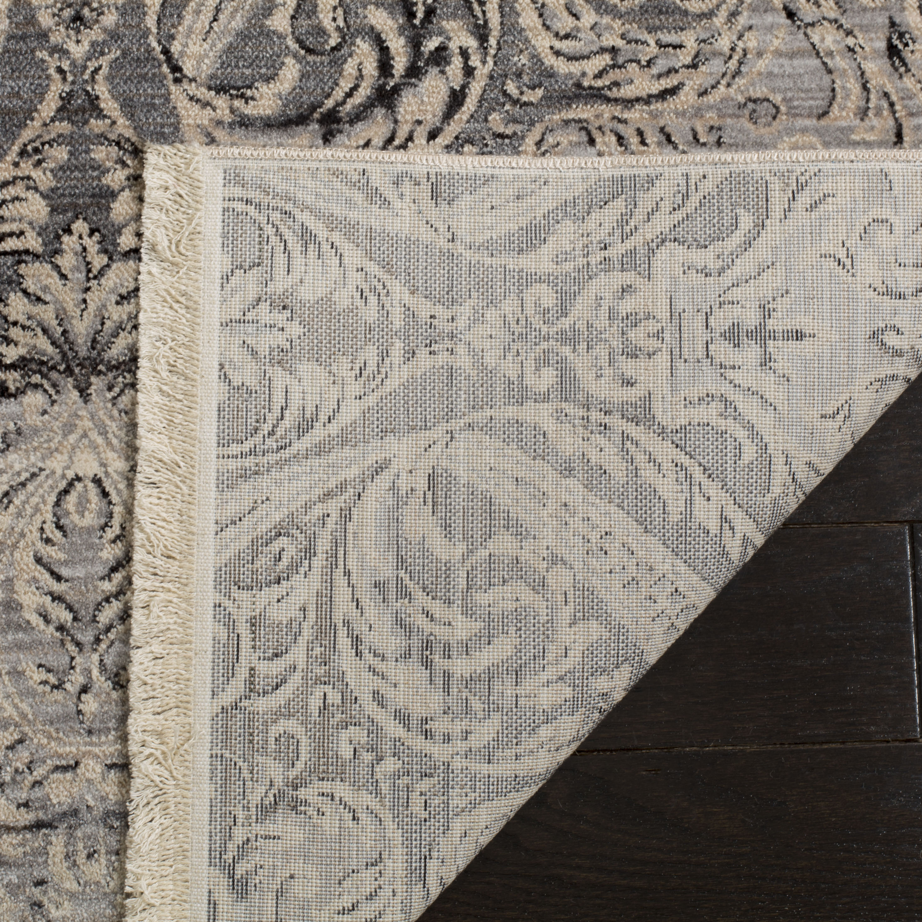 SAFAVIEH Vintage Persian Bear Geometric Polyester Area Rug, Grey/Charcoal, 6' x 9'