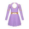 thumbnail image 4 of iiniim Cheer Leader Girls Contrast Color Cold Shoulder Cheerleading Uniform Dress Birthday Party Lavender 14, 4 of 7