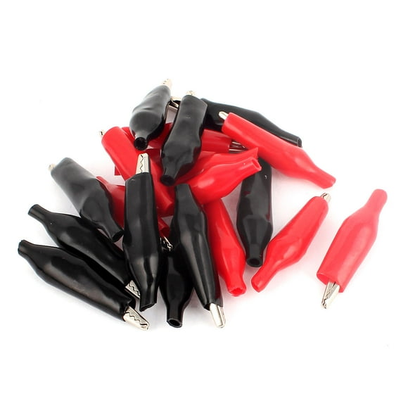 Unique Bargains 20Pcs Red&Black Cover 45mm Metal Alligator Clip for Testing Clamp