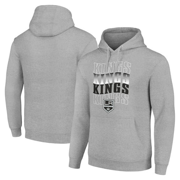 Men's Starter Heather Gray Los Angeles Kings Four Team Name Logo Fleece Pullover Hoodie