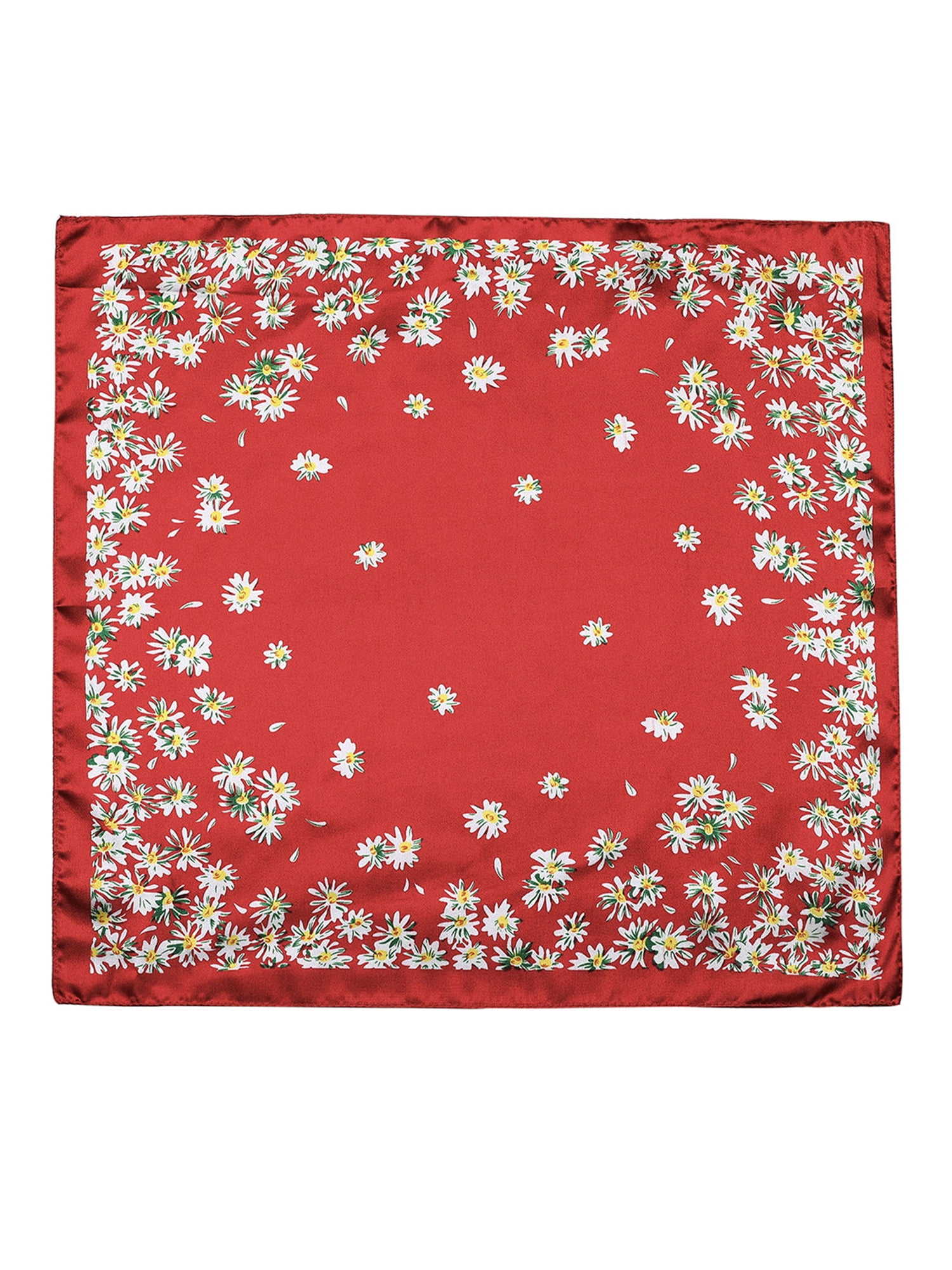 Unique Bargains Women Satin Print Square Scarves Kerchief Neck Scarves 20 x 20""