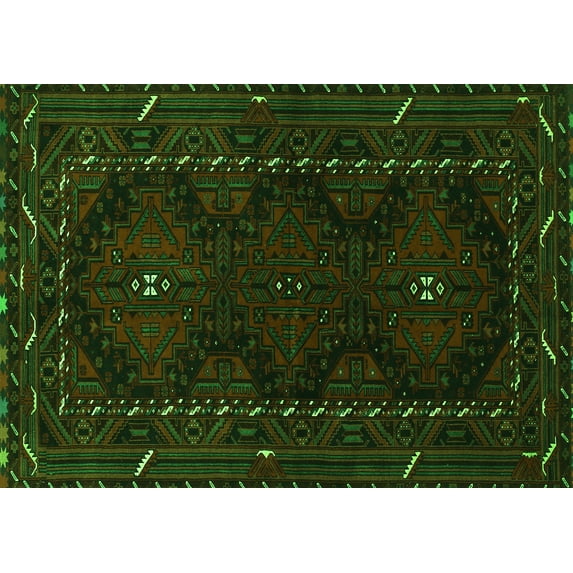 Ahgly Company Indoor Rectangle Persian Green Traditional Area Rugs, 7' x 9'