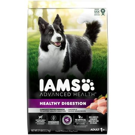 IAMS Advanced Health Healthy Digestion Real Chicken Flavor Dry Dog Food for Adult Dogs, 27 lb. Bag