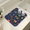 thumbnail image 4 of Yayeee Dish Drying Mat for Kitchen Counter 16" x 18" Microfiber Super Absorbent Coffee Decorative Pad, Dark Blue Christmas, 4 of 9