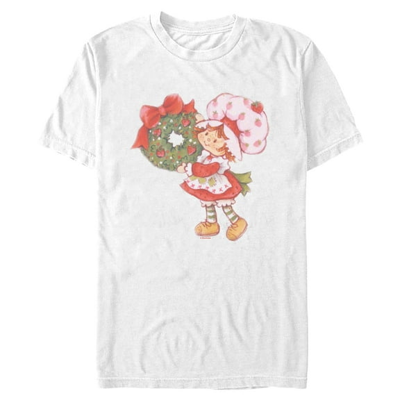 Mens Strawberry Shortcake Retro Christmas Wreath T Shirt